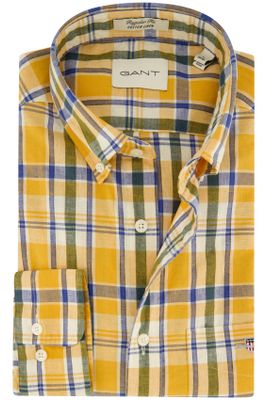 Gant Gant casual overhemd geel geruit katoen normale fit