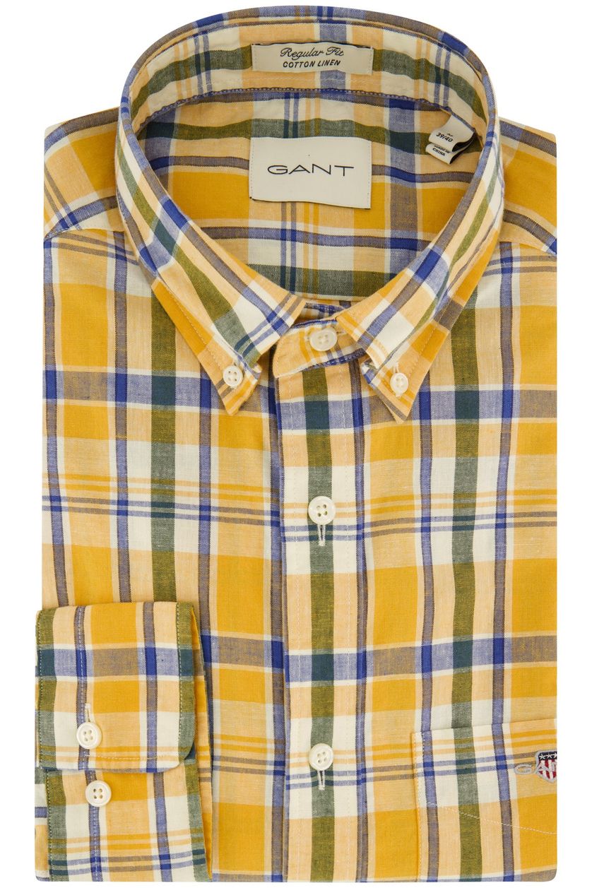 Katoenen Gant casual overhemd geel geruit normale fit
