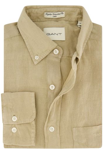 Gant overhemd regular fit beige linnen