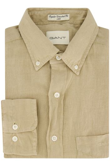 Gant overhemd regular fit beige linnen