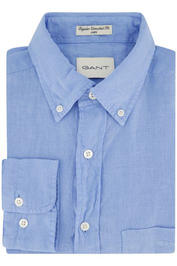 Gant blauwe overhemd linnen regular fit