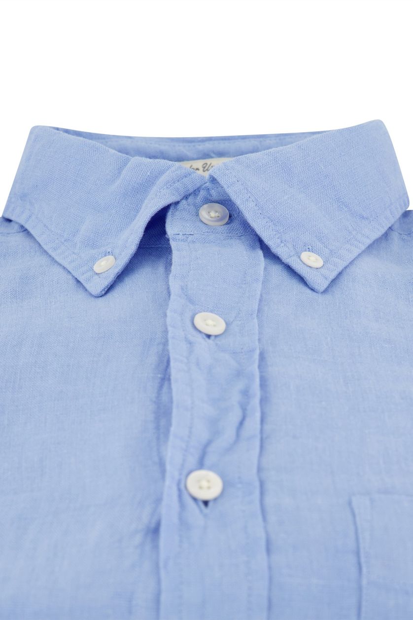 Blauwe Gant overhemd regular fit linnen