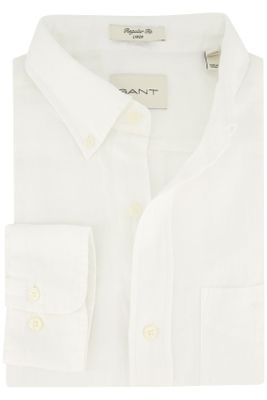 Gant Gant casual overhemd normale fit wit effen linnen