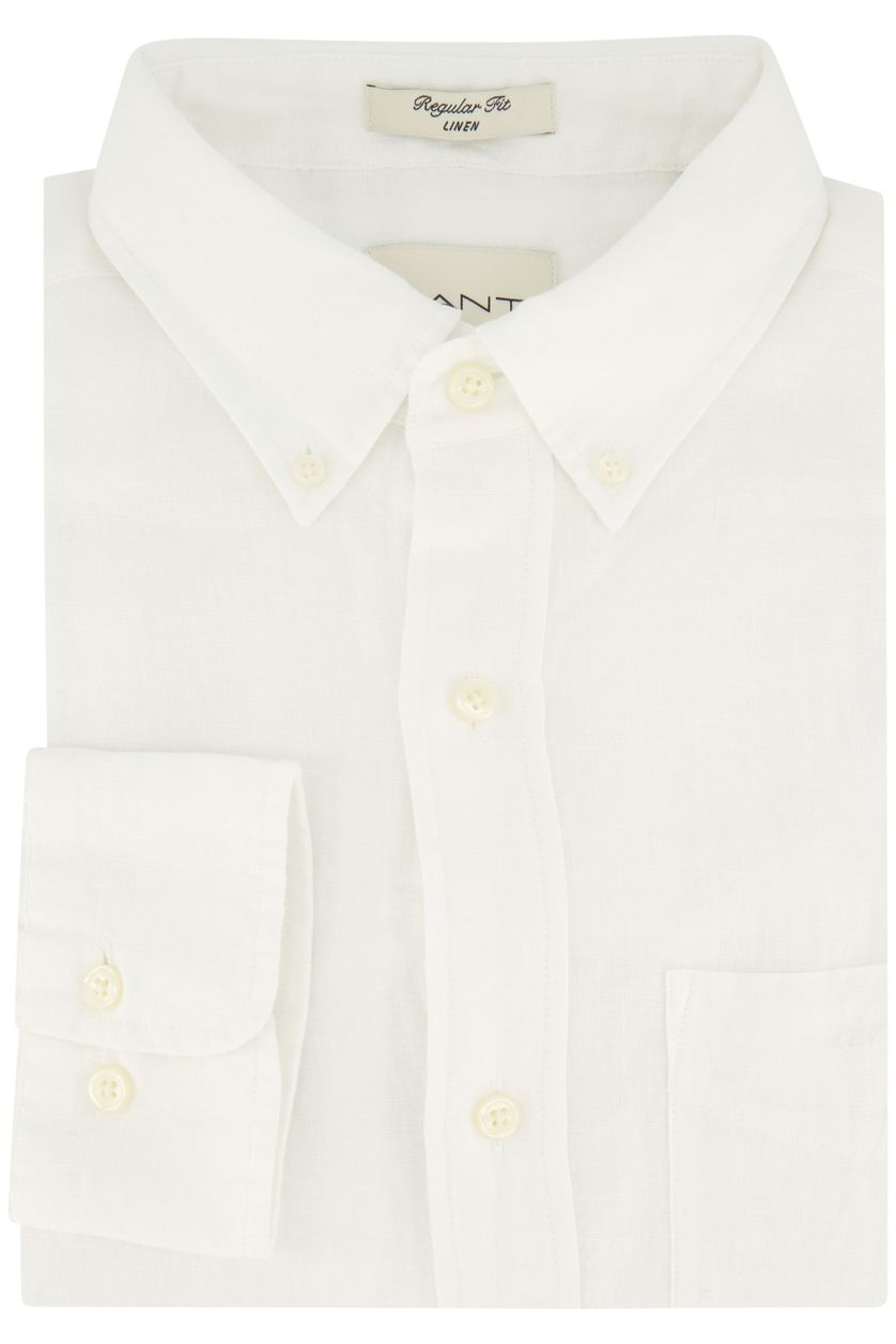 Gant casual regular fit overhemd wit linnen