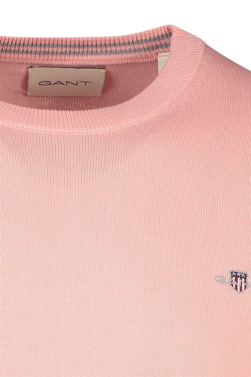 katoenen Gant trui ronde hals effen roze