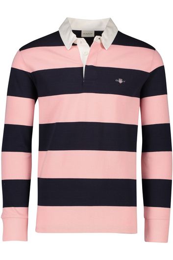 Gant rugby trui roze donkerblauw gestreept
