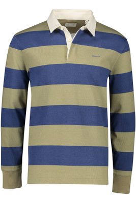 Gant Gant blauw 3-knoops gestreept rugby trui katoen
