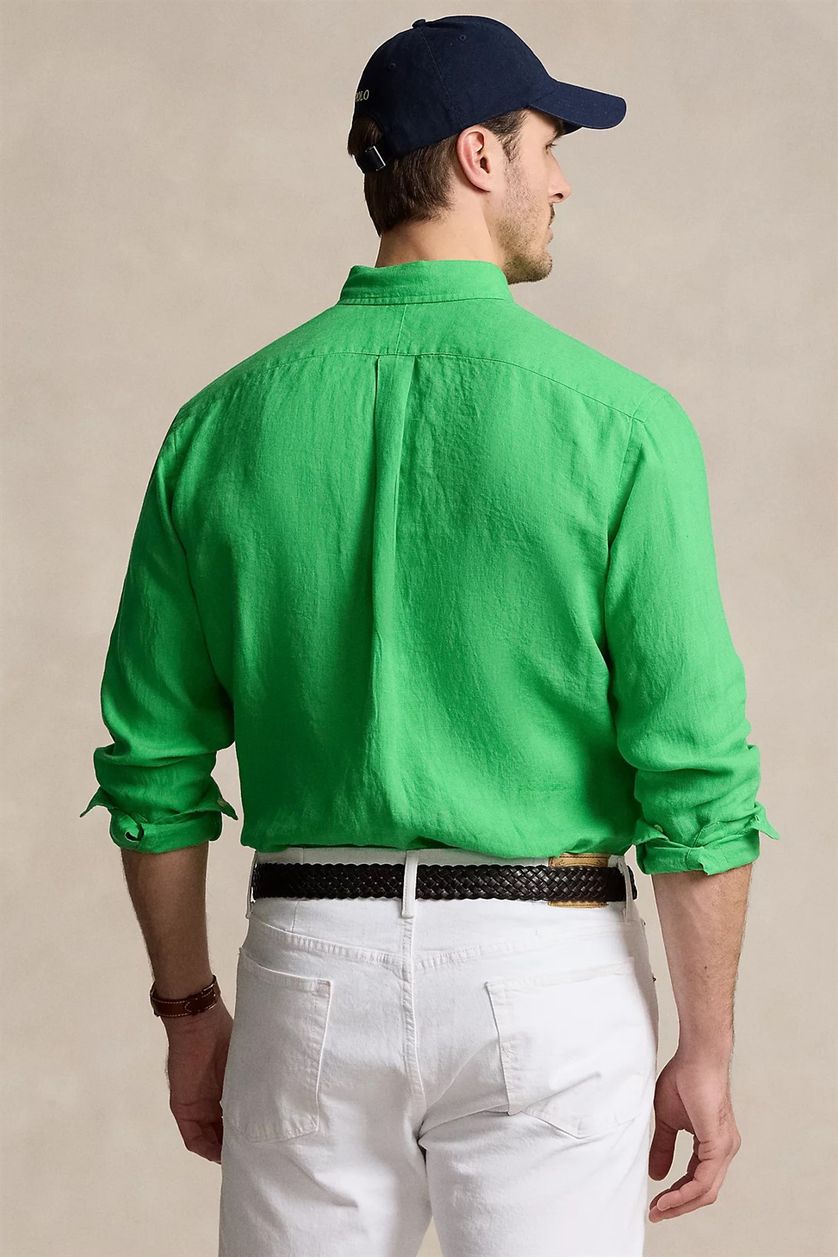 Big & Tall Polo Ralph Lauren overhemd knalgroen linnen