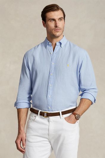Big & Tall Polo Ralph Lauren linnen overhemd blauw