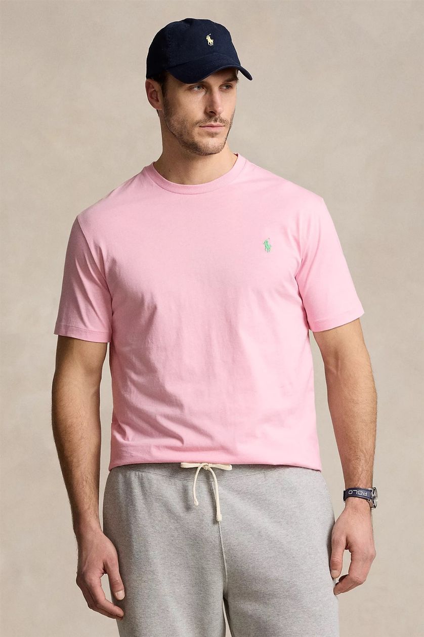 Big & Tall t-shirt Polo Ralph Lauren effen roze 