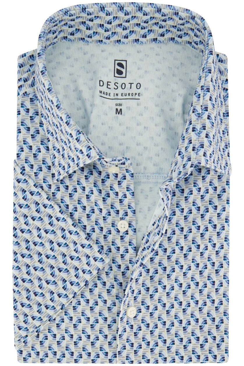 Desoto overhemd slim fit blauw geprint katoen