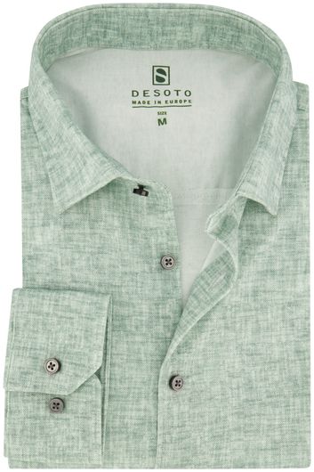 Desoto business overhemd slim fit groen gemêleerd katoen