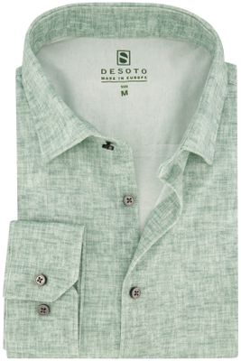 Desoto Slim fit Desoto overhemd katoen groen gemêleerd