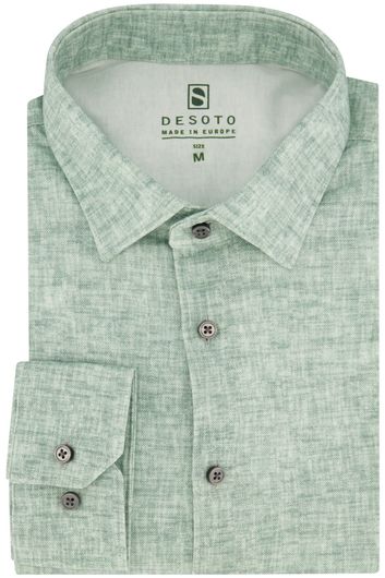 Groen gemêleerd Desoto overhemd slim fit katoen