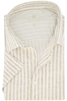 Desoto Desoto business overhemd slim fit beige gestreept