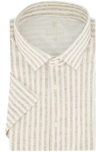 Desoto business overhemd slim fit beige gestreept