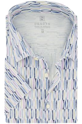 Desoto Desoto overhemd slim fit blauw paars geprint