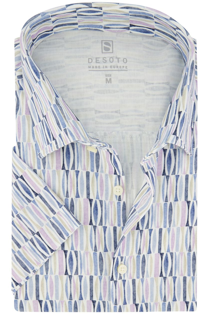 Desoto overhemd slim fit blauw paars geprint