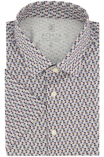 Desoto business overhemd slim fit blauw geprint
