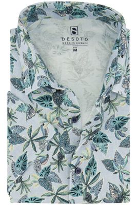 Desoto Desoto overhemd slim fit blauw geprint katoen