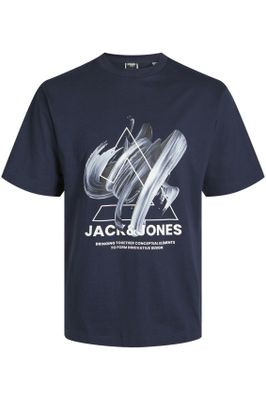 Jack & Jones Jack & Jones t-shirt navy met opdruk Plus Size wijde fit