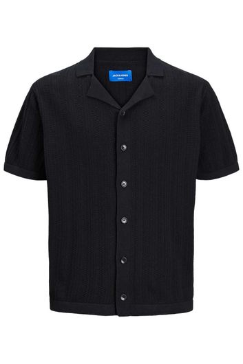 Jack & Jones Plus Size overhemd korte mouw zwart knitted