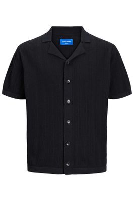 Jack & Jones Jack & Jones Plus Size overhemd korte mouw zwart knitted