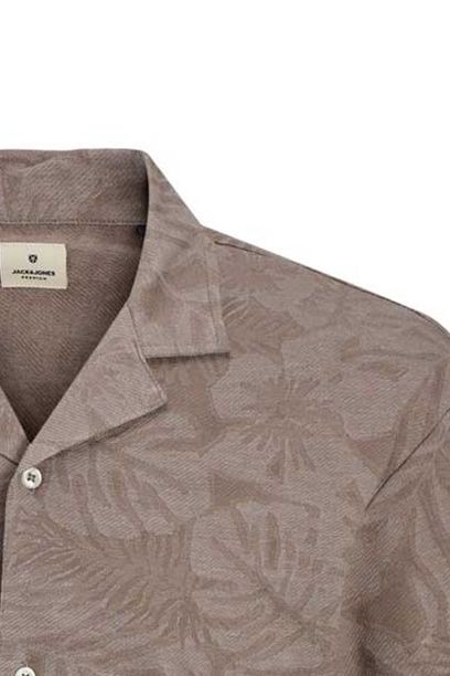 Jack & Jones overhemd plus size bruin bladeren print