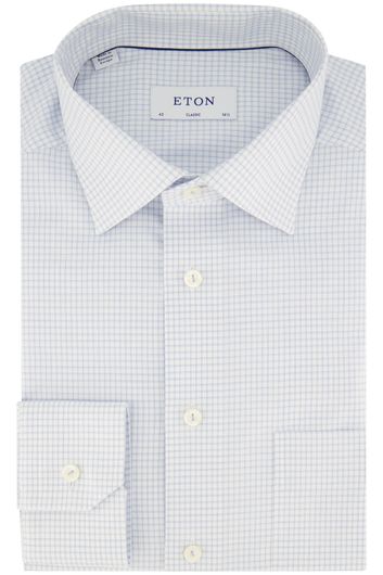 Eton business overhemd wijde fit wit geruit