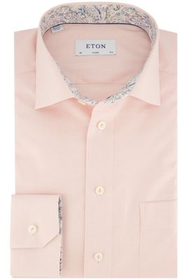 Eton Eton business overhemd wijde fit roze effen Classic Fit met borstzak