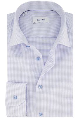 Eton Eton business overhemd normale fit lichtblauw geruit katoen