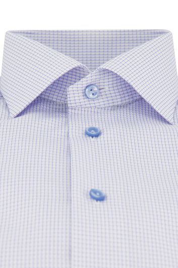 Eton business overhemd normale fit lichtblauw geruit katoen