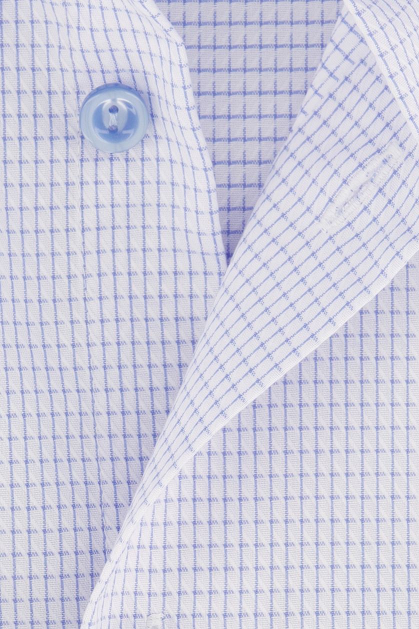 Overhemd lichtblauw geruit normale fit Eton katoen