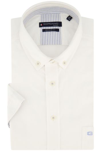 Giordano katoenen korte mouw overhemd regular fit wit