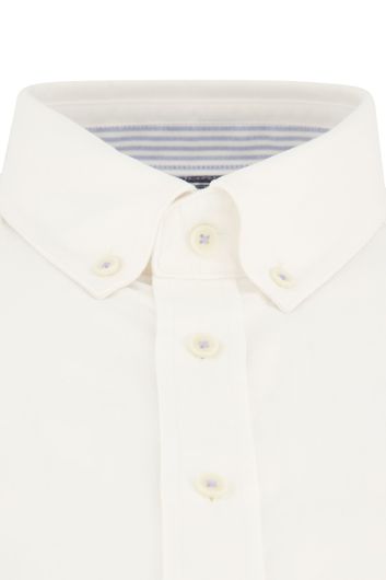 Giordano casual overhemd korte mouw wijde fit wit effen katoen