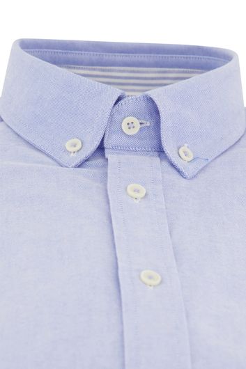 Giordano casual overhemd korte mouw normale fit lichtblauw effen katoen