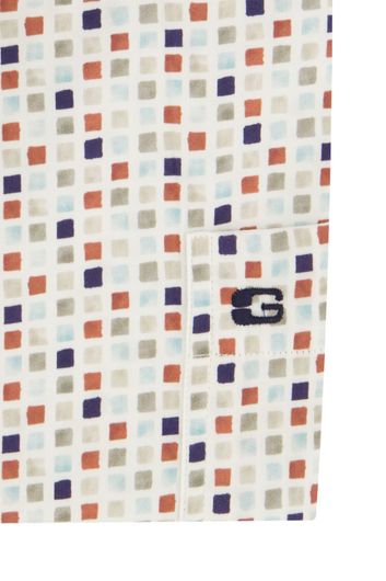 Giordano casual overhemd korte mouw wijde fit wit geprint katoen