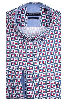 Giordano Giordano casual overhemd wijde fit rood geprint katoen button-down boord