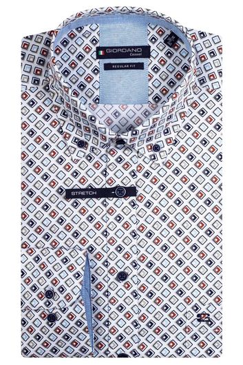 Giordano casual overhemd wijde fit wit geprint katoen button-down boord