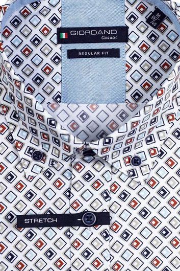 Giordano casual overhemd wijde fit wit geprint katoen button-down boord