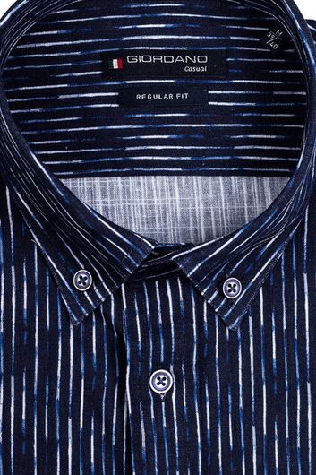 Giordano casual overhemd wijde fit navy geprint katoen