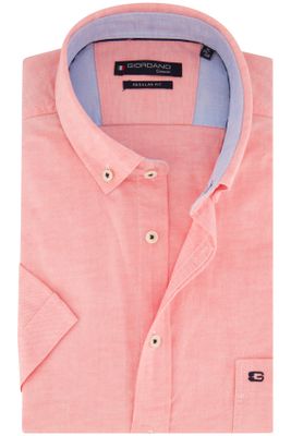 Giordano Giordano casual overhemd korte mouw wijde fit roze effen