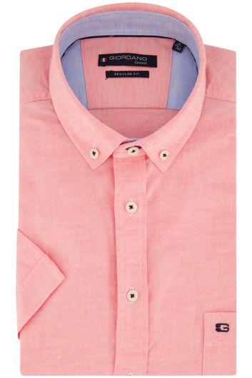 Giordano overhemd korte mouw wijde fit roze effen