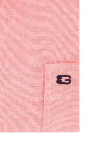 Giordano casual overhemd korte mouw wijde fit roze effen