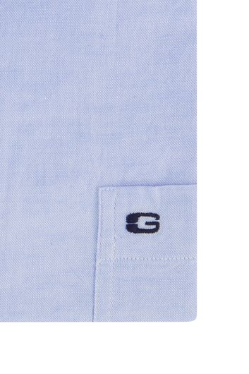 Giordano casual overhemd korte mouw wijde fit lichtblauw effen