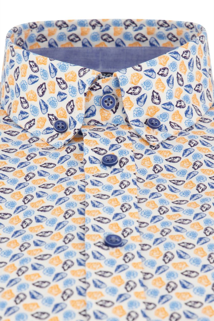 Blauw geprint Giordano overhemd katoen regular fit 
