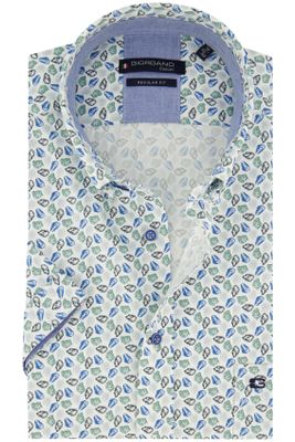 Giordano Giordano casual overhemd korte mouw wijde fit blauw geprint