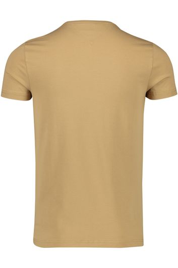 Tommy Hilfiger t-shirt bruin extra slim fit katoen