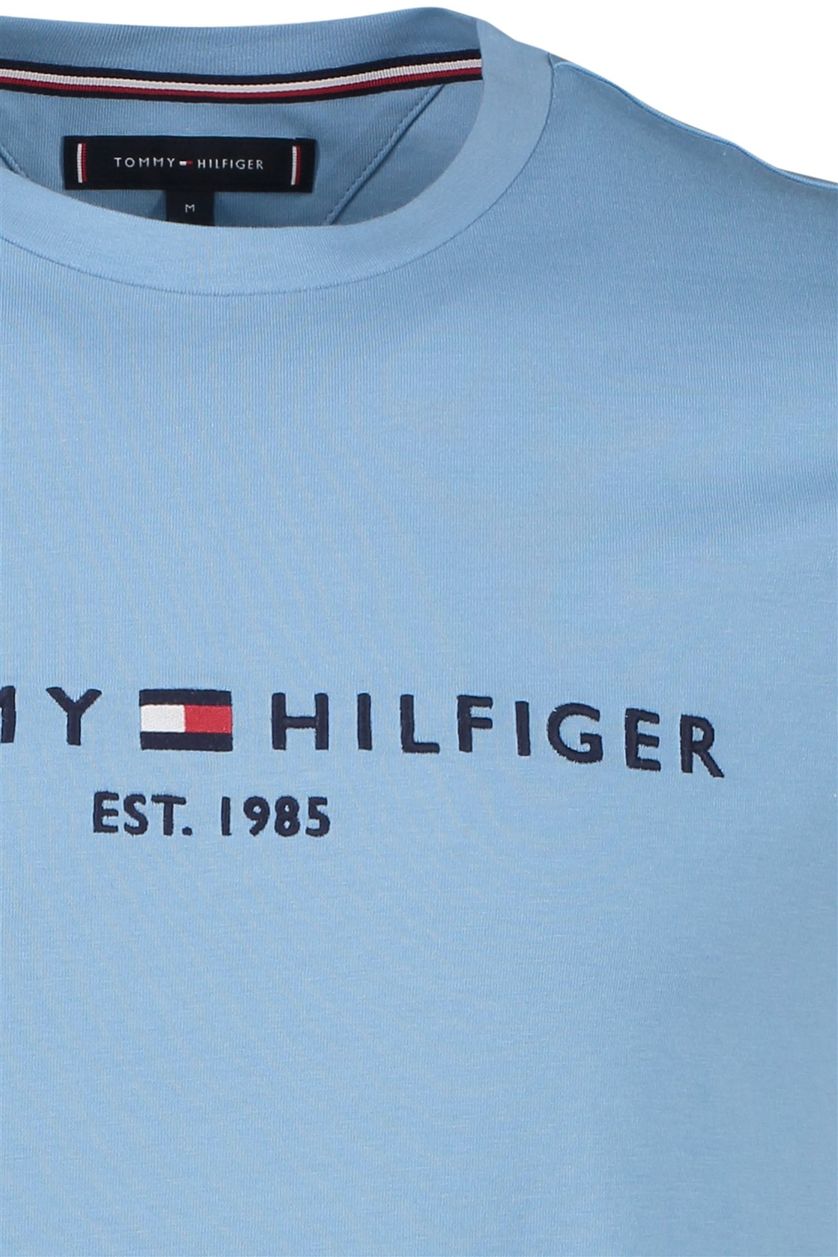 katoenen Tommy Hilfiger t-shirt lichtblauw slim fit