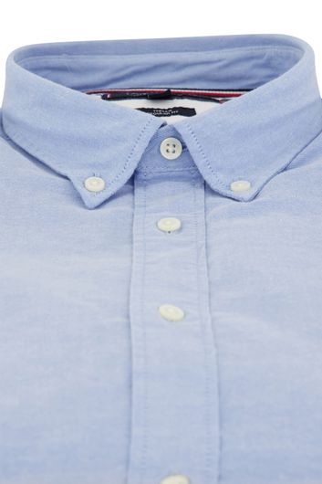 Tommy Hilfiger lichtblauw gemêleerd overhemd regular fit katoen